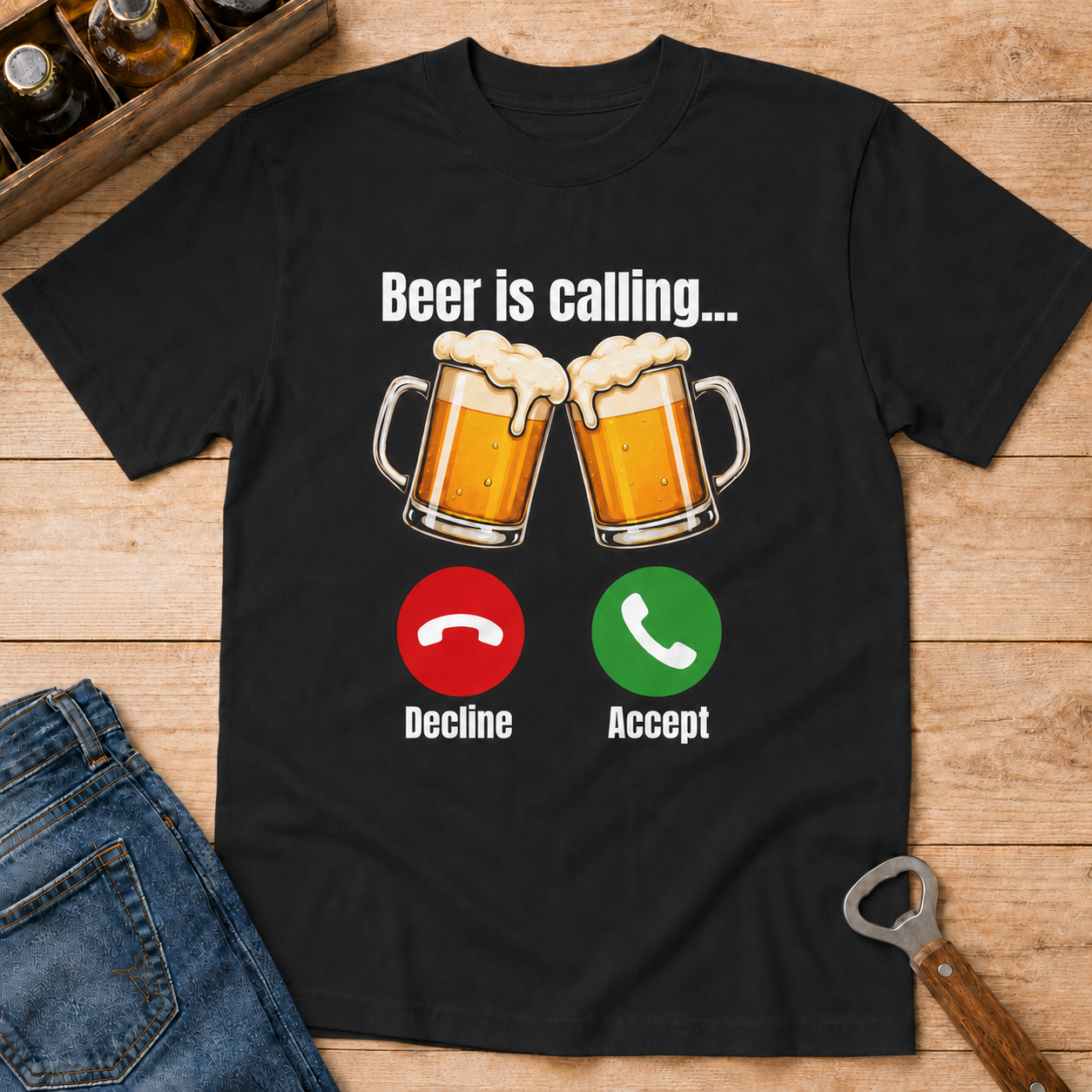Beer Cheers T-Shirt — Clinking Mugs Graphic Tee for Parties & St. Patrick’s Day